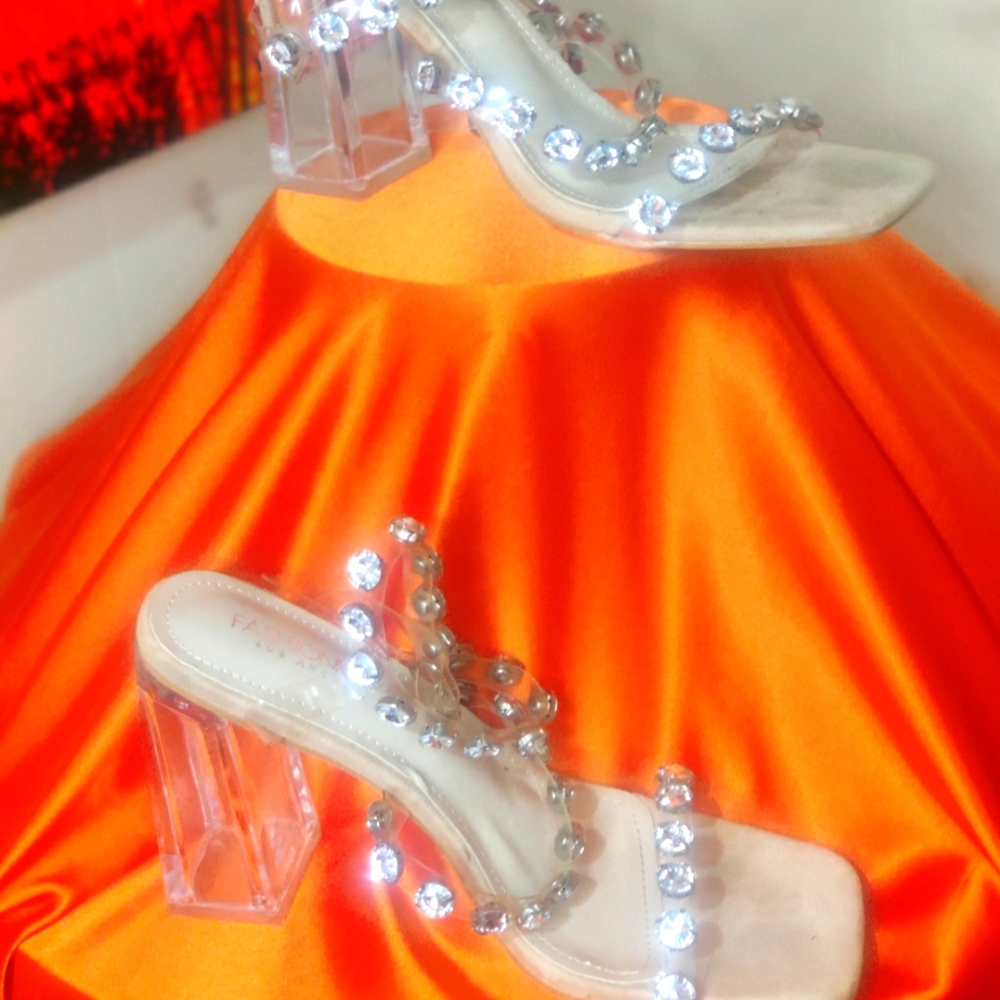 Clear studded heels